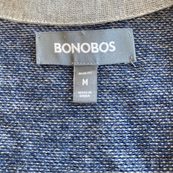 BONOBOS Cardigan Sweater Men's  Extra Fine Merino Wool Slim Fit Pullover Size M - Picture 3 of 5